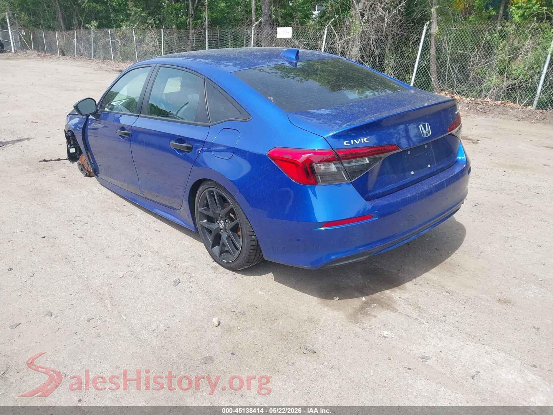 2022 HONDA CIVIC VIN 2HGFE2F59NH557956, driver side view