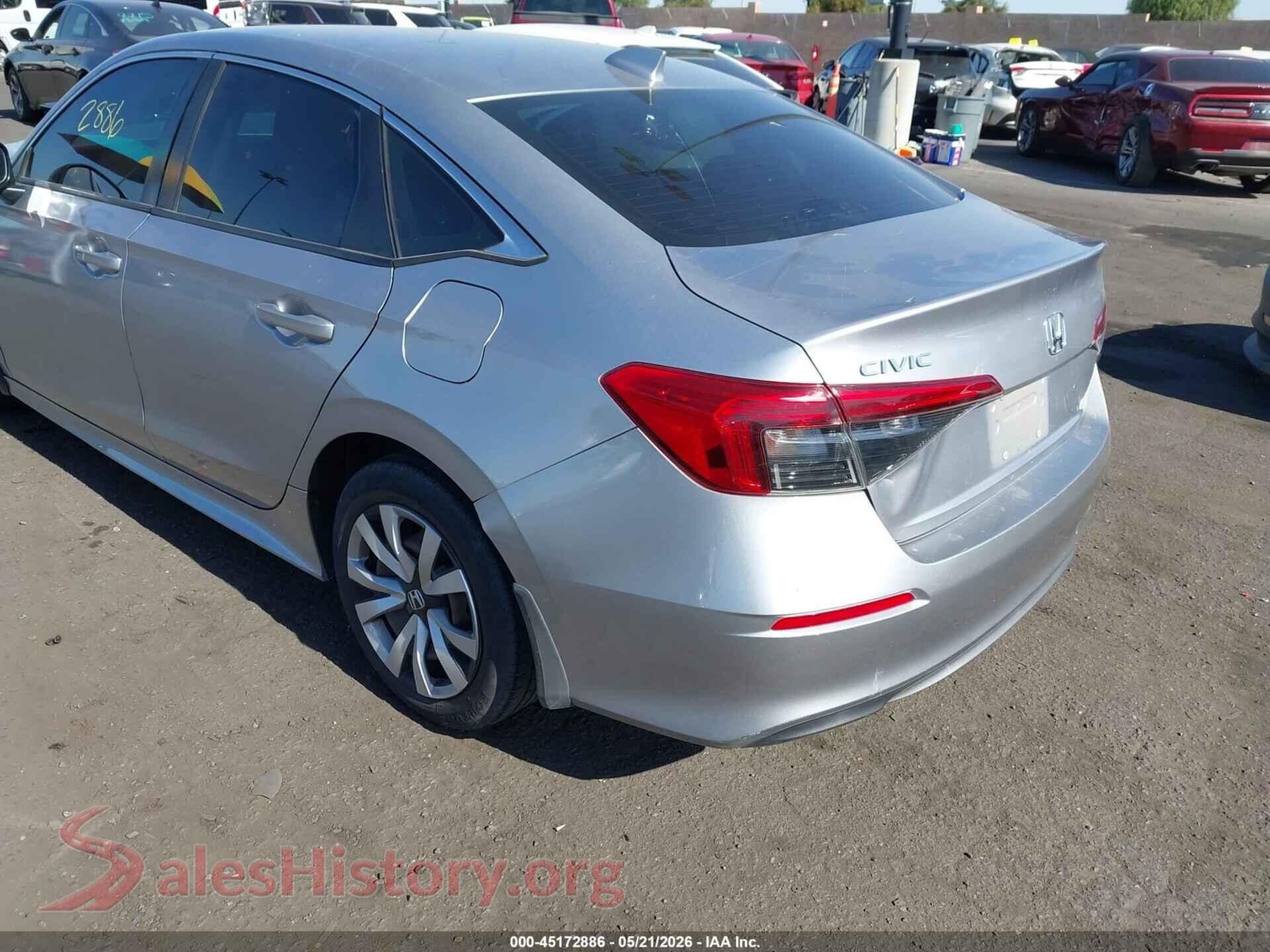 2022 HONDA CIVIC VIN 2HGFE2F26NH545480, driver side view