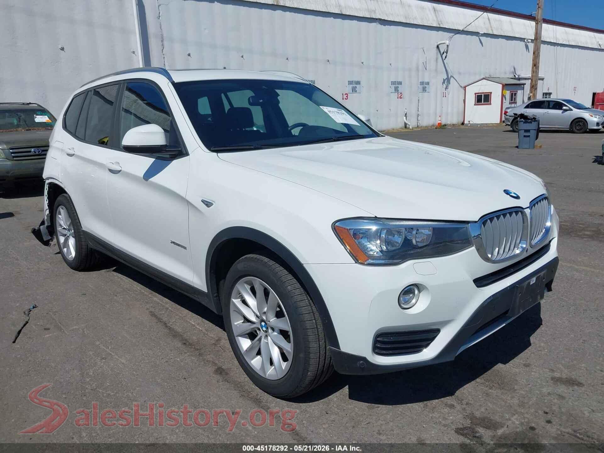 2017 BMW X3 VIN 5UXWX9C36H0T21826, auction photo