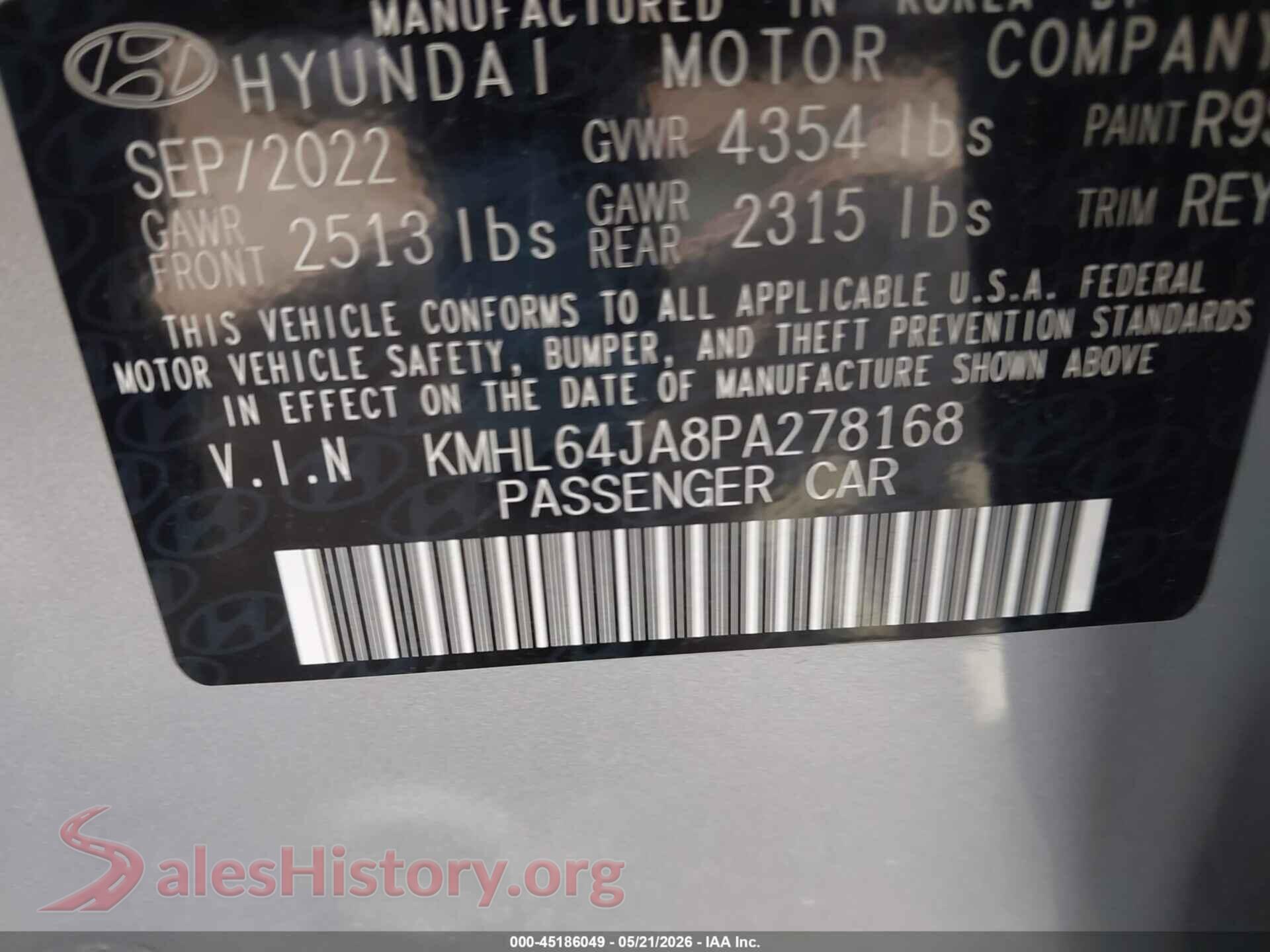 2023 HYUNDAI SONATA VIN KMHL64JA8PA278168, engine bay