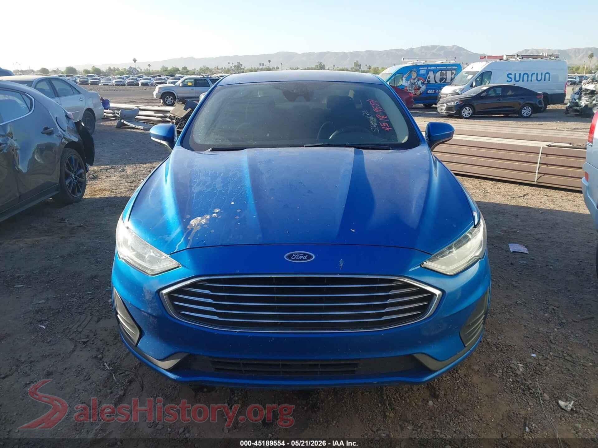 2019 FORD FUSION VIN 3FA6P0HD3KR276601, rear passenger side
