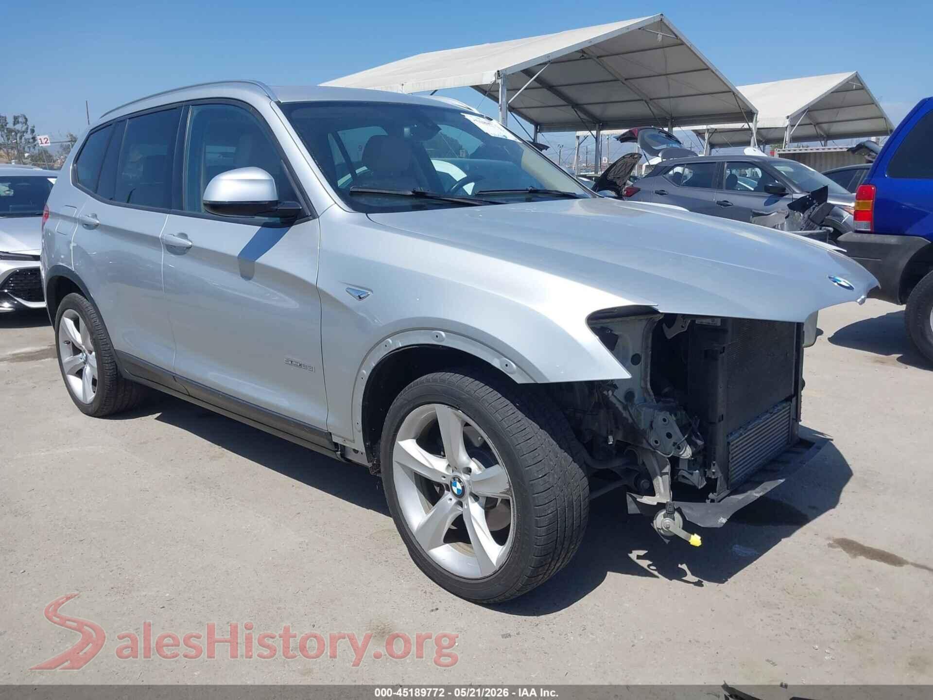 2017 BMW X3 VIN 5UXWZ7C38H0V92658, auction photo