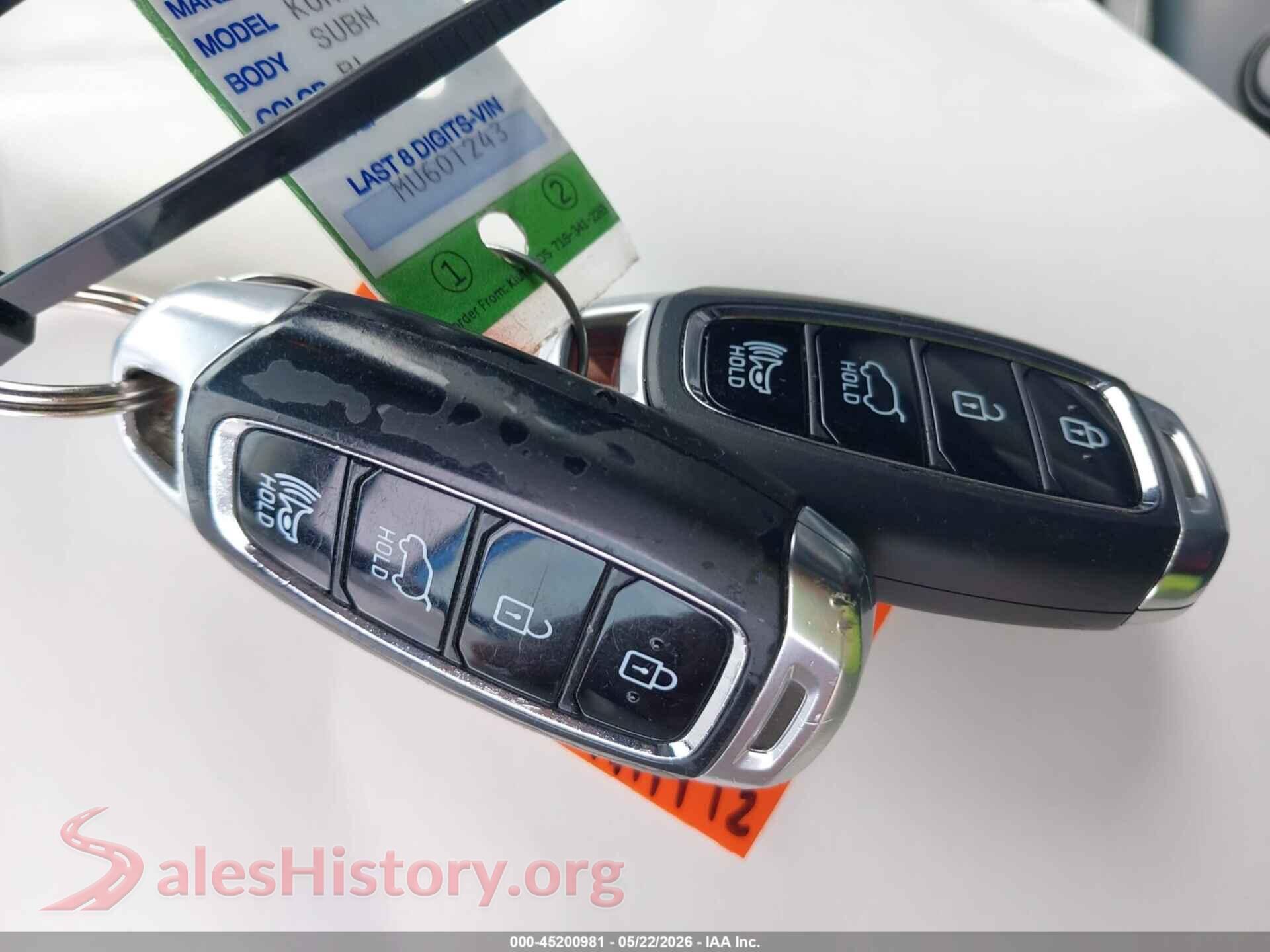 2021 HYUNDAI KONA VIN KM8K3CA58MU601243, odometer mileage