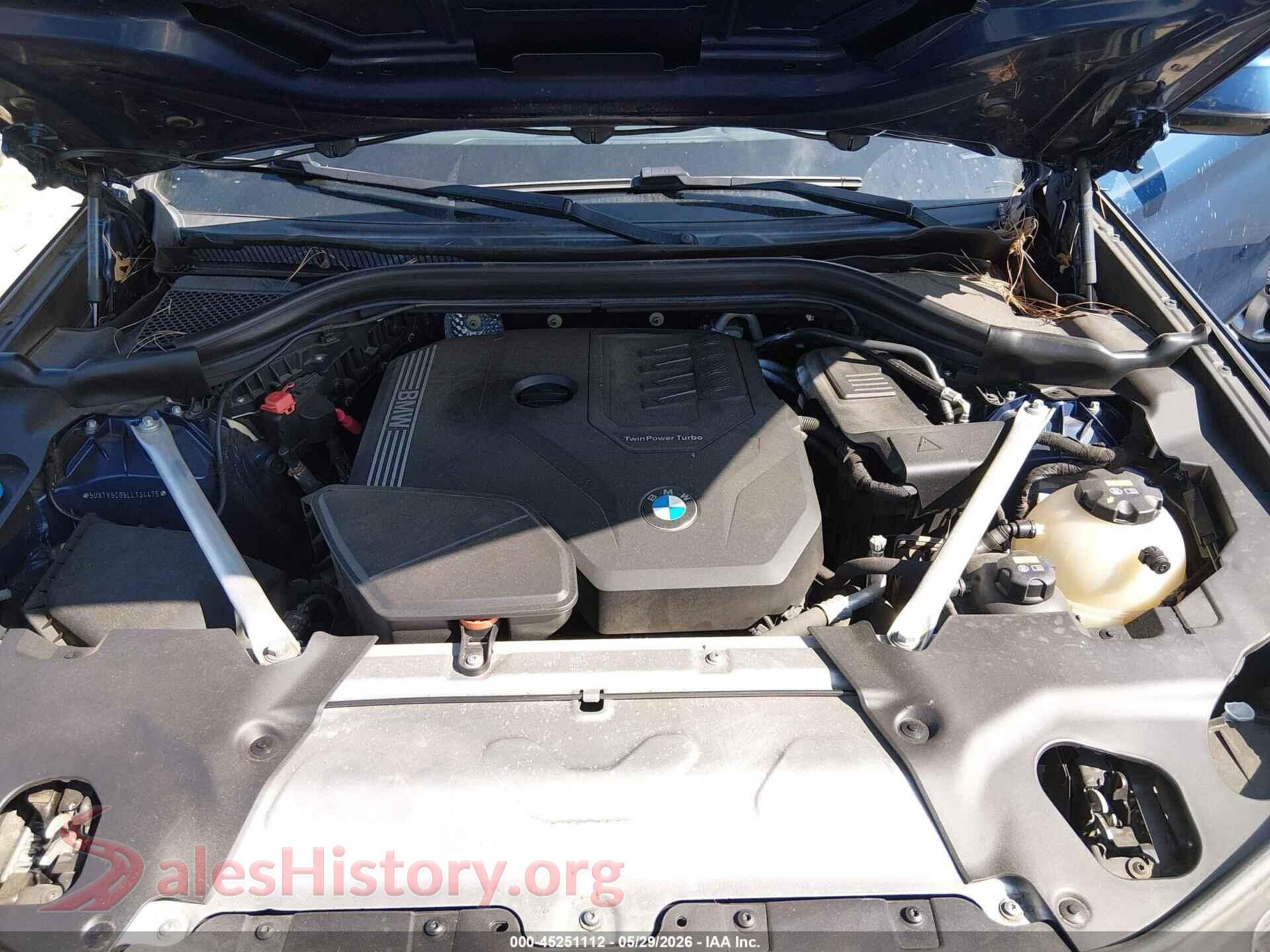 2020 BMW X3 VIN 5UXTY5C05LLT34475, interior dashboard