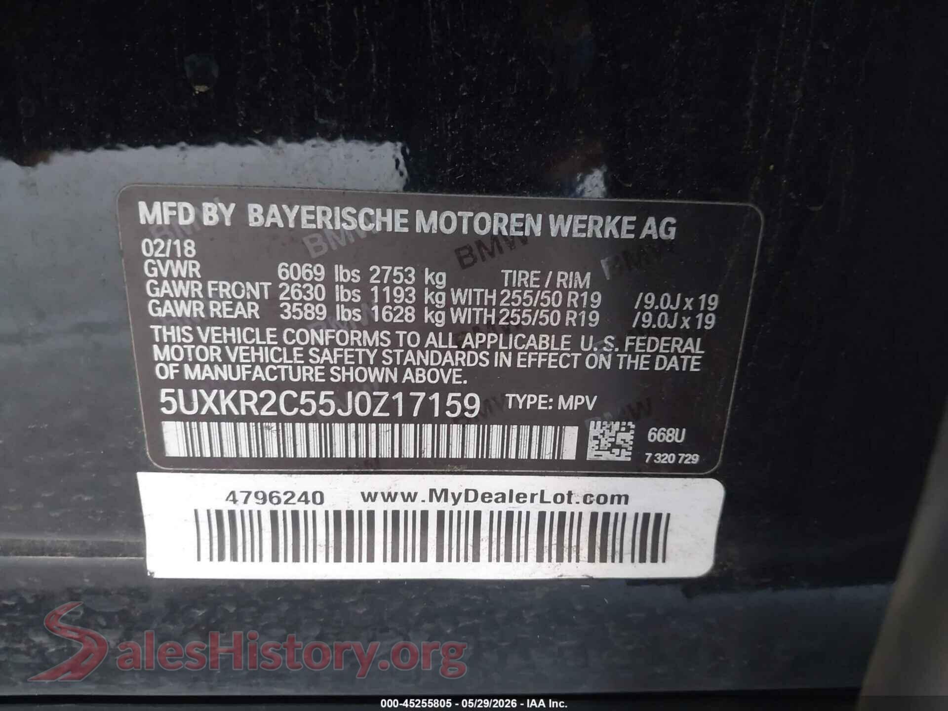 2018 BMW X5 VIN 5UXKR2C55J0Z17159, engine bay