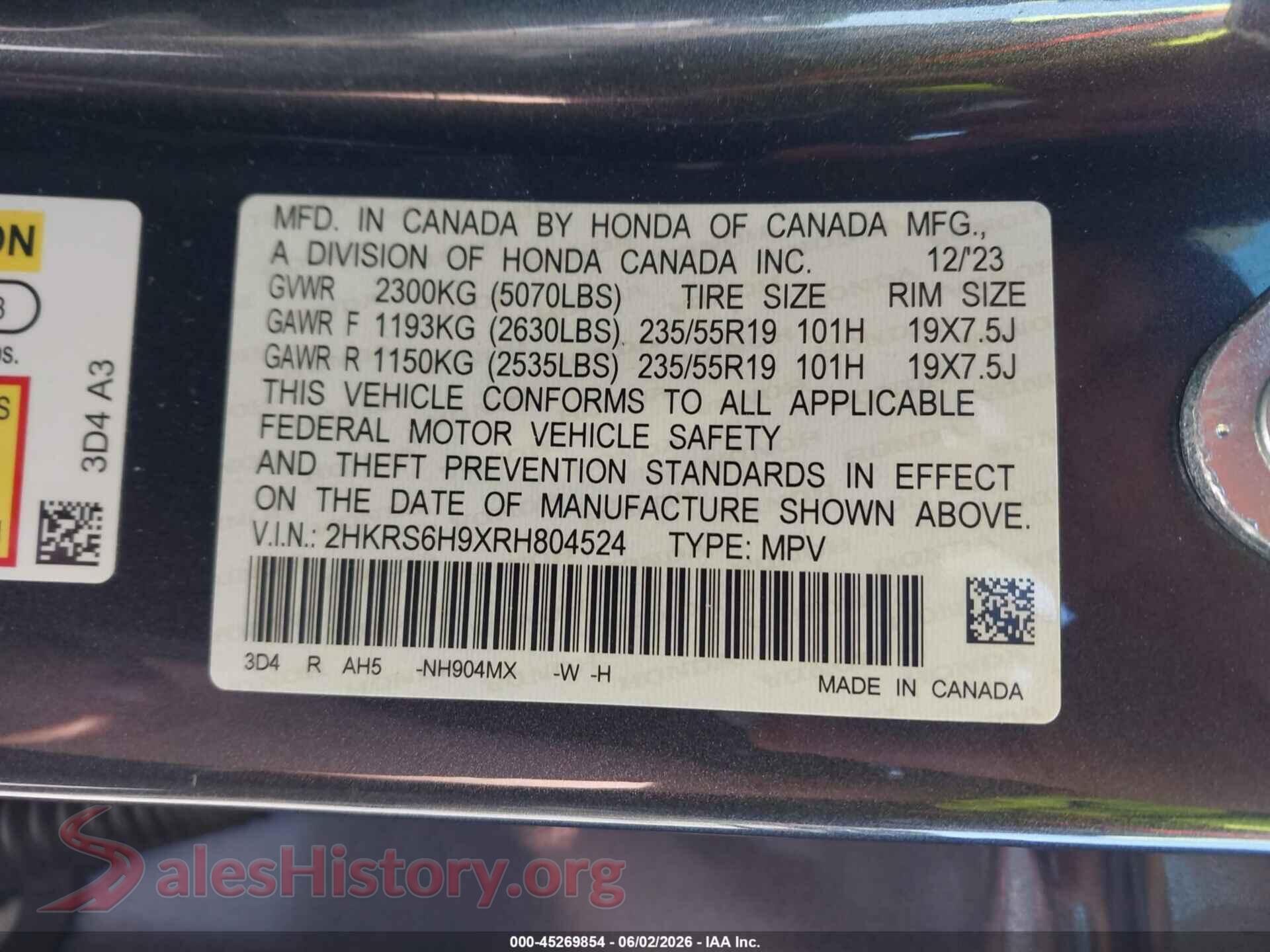 2024 HONDA CR-V HYBRID VIN 2HKRS6H9XRH804524, engine bay