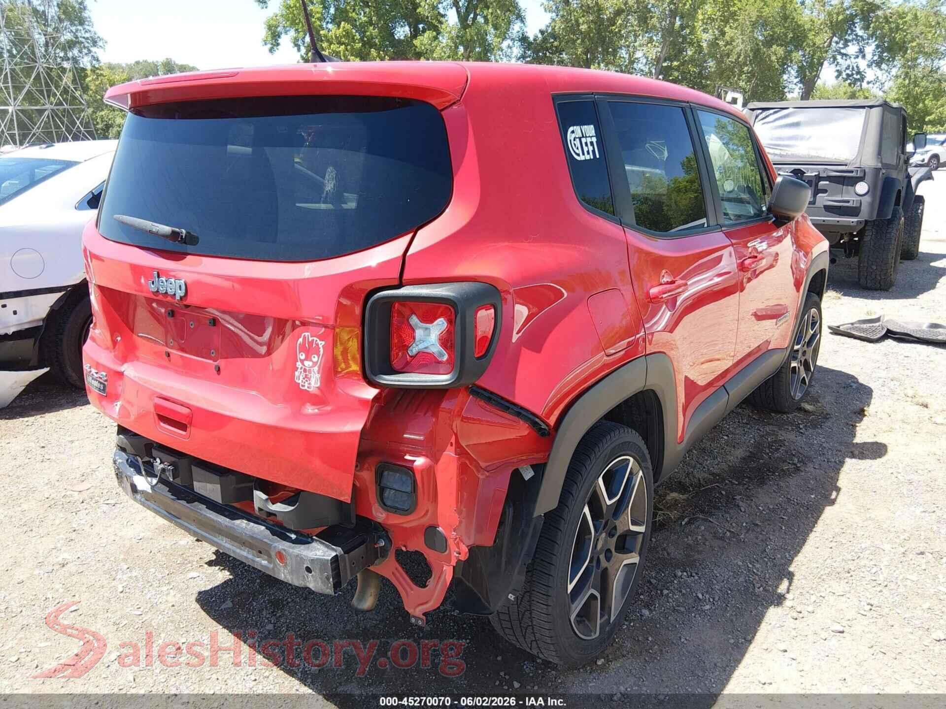 2021 JEEP RENEGADE VIN ZACNJDAB5MPM53263, rear driver side