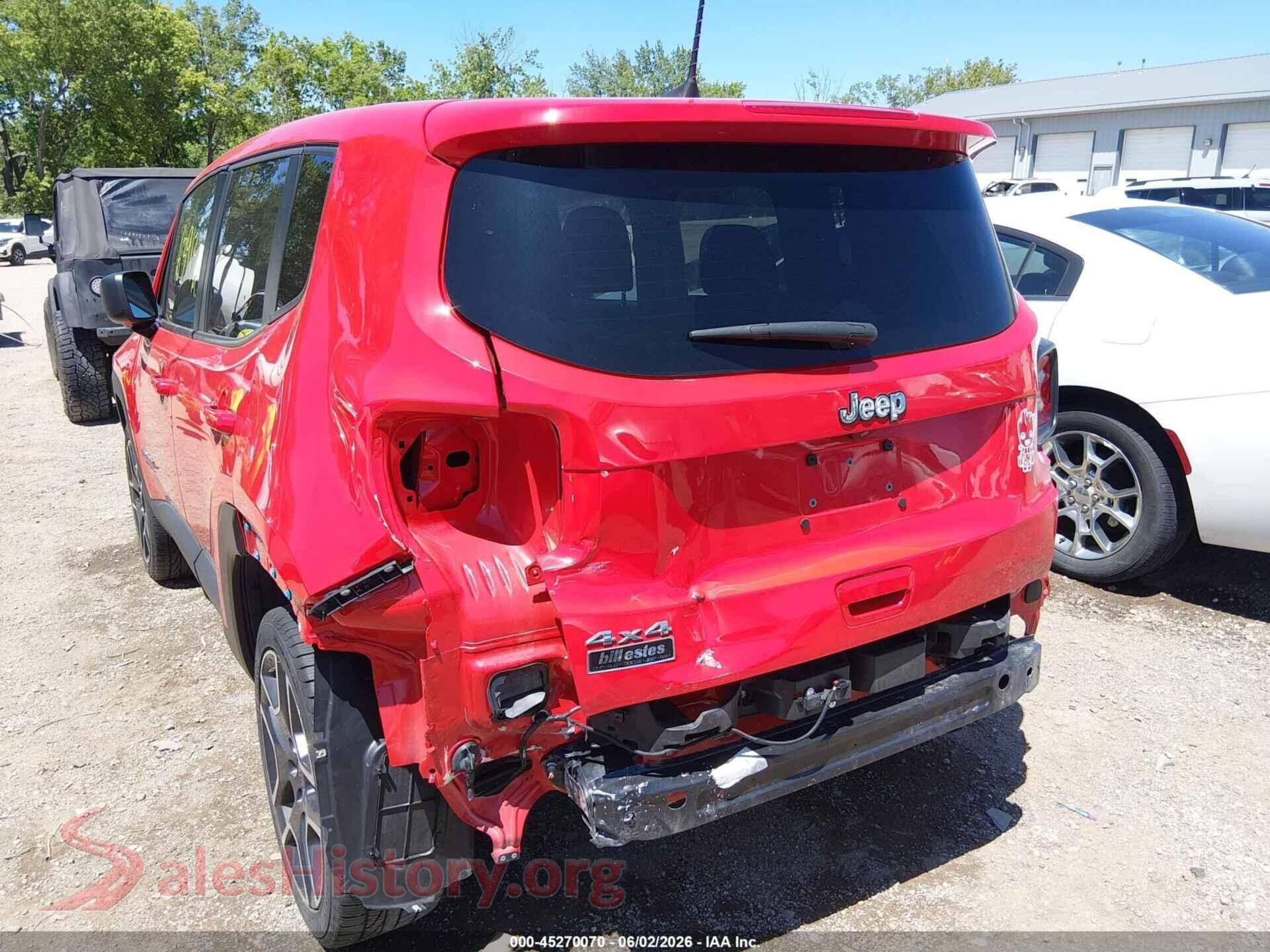 2021 JEEP RENEGADE VIN ZACNJDAB5MPM53263, rear passenger side
