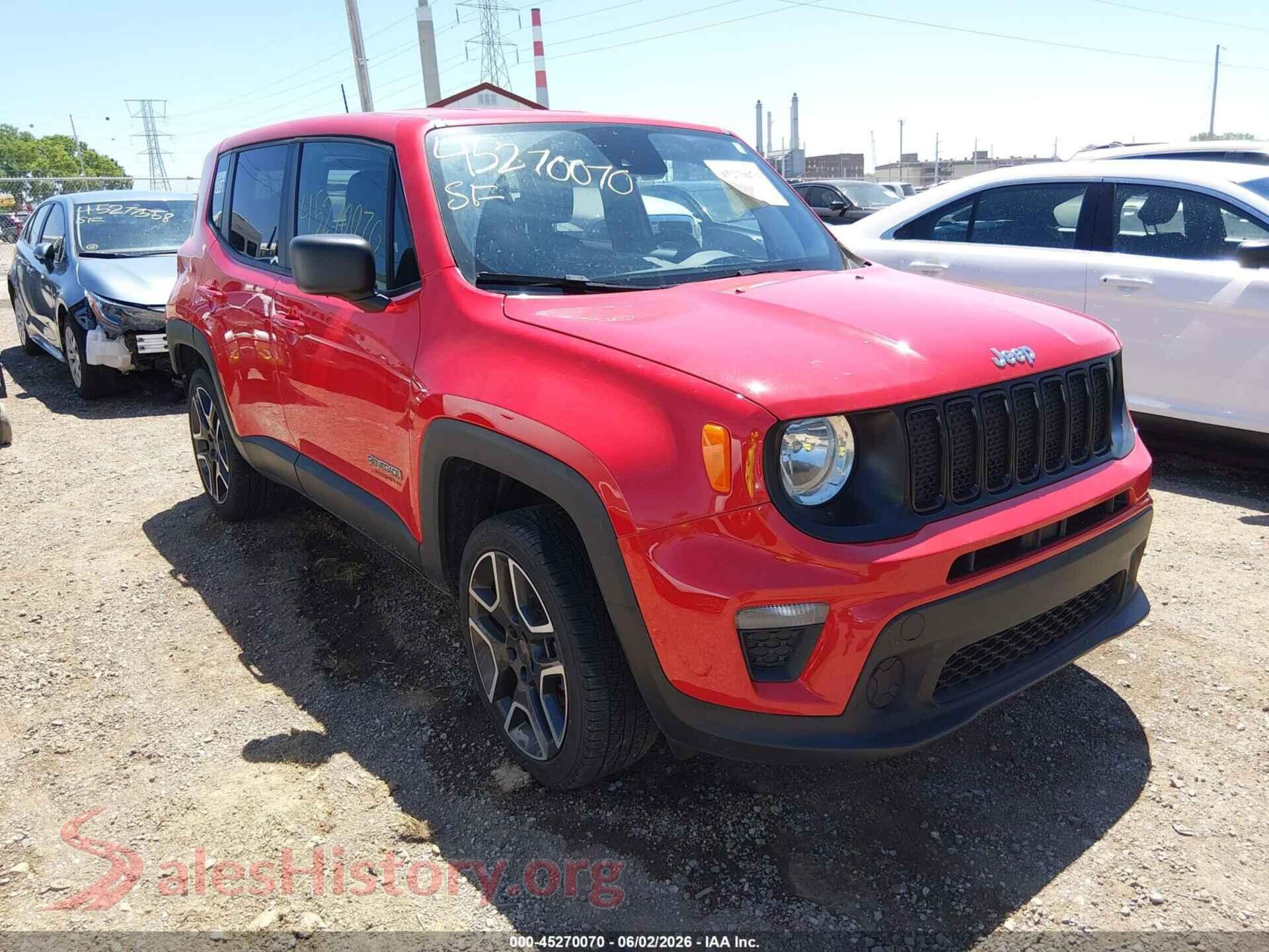 2021 JEEP RENEGADE VIN ZACNJDAB5MPM53263, auction photo