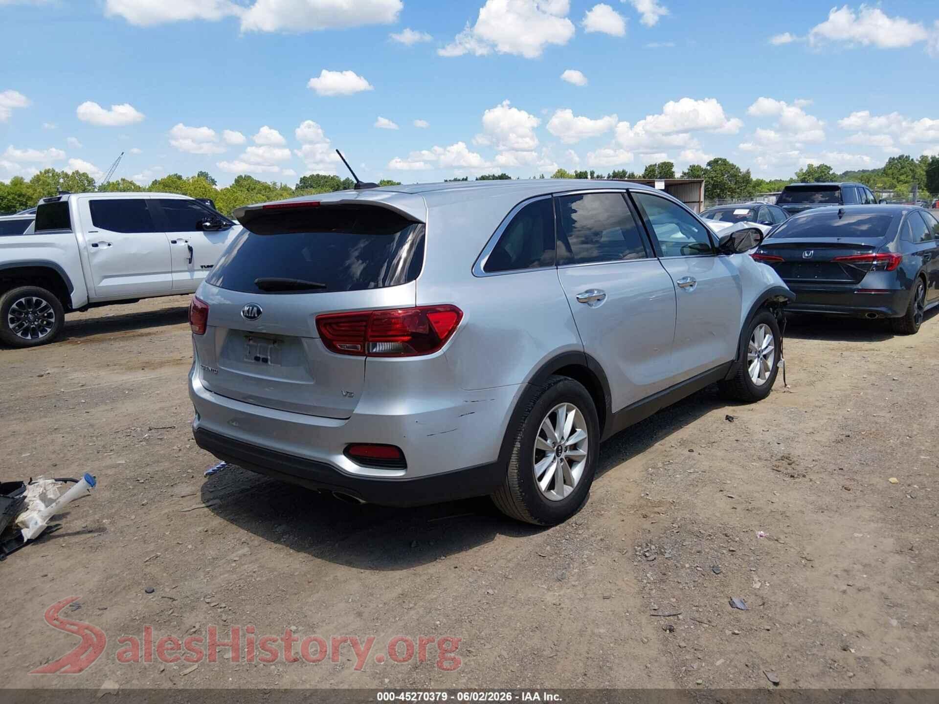 2019 KIA SORENTO VIN 5XYPG4A57KG474200, rear driver side