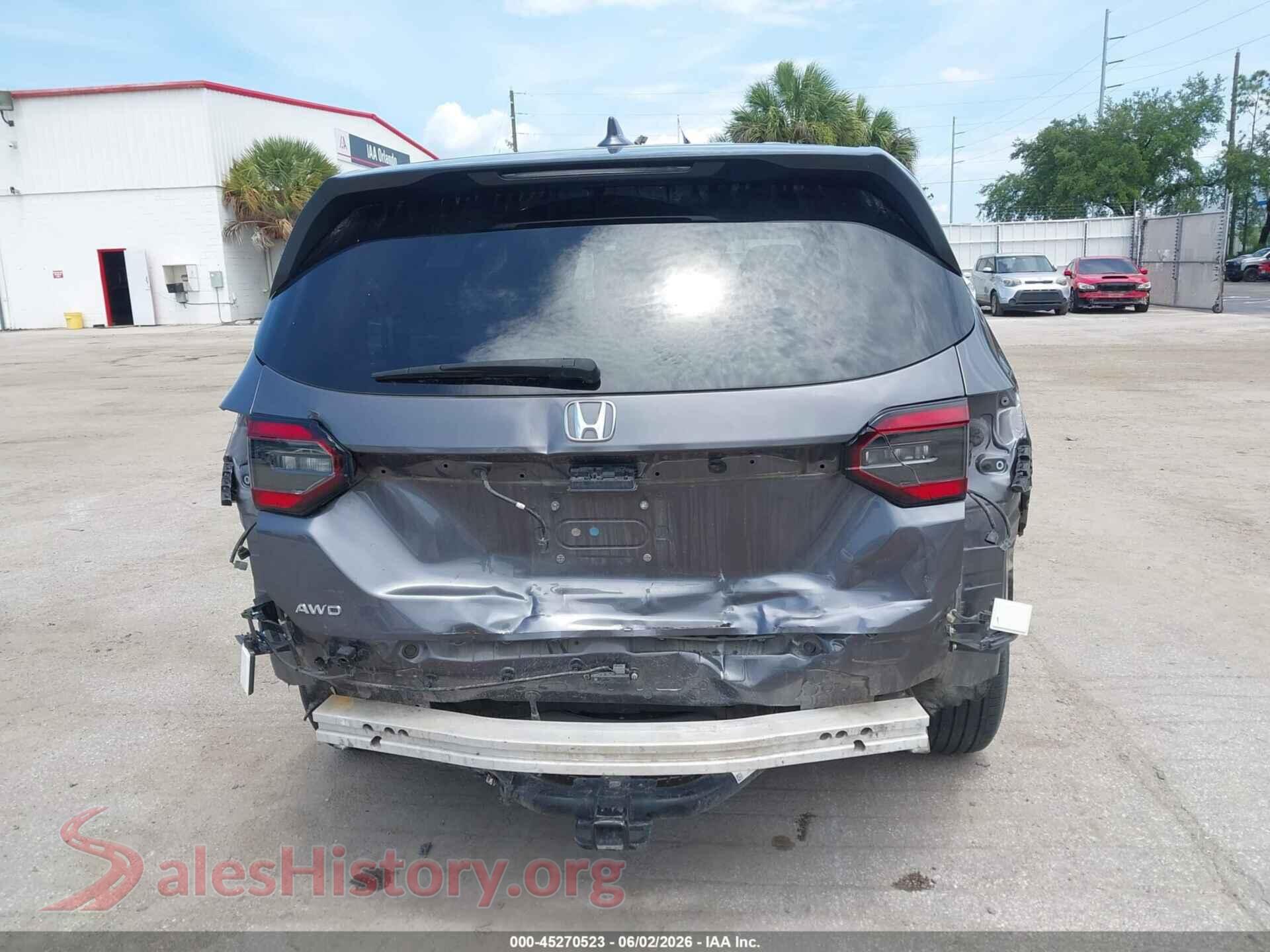 2024 HONDA PILOT VIN 5FNYG1H40RB008819, rear passenger side