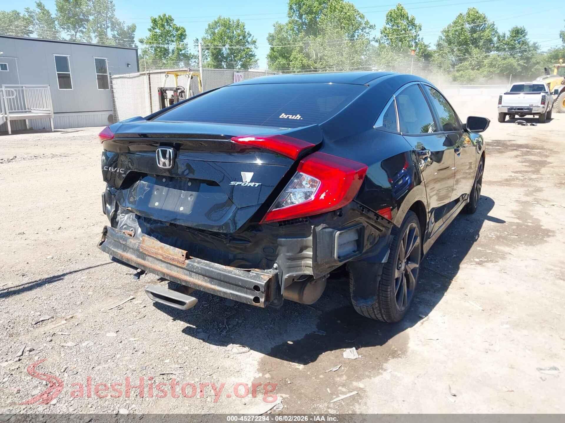 2020 HONDA CIVIC VIN 19XFC2F89LE025386, rear passenger side
