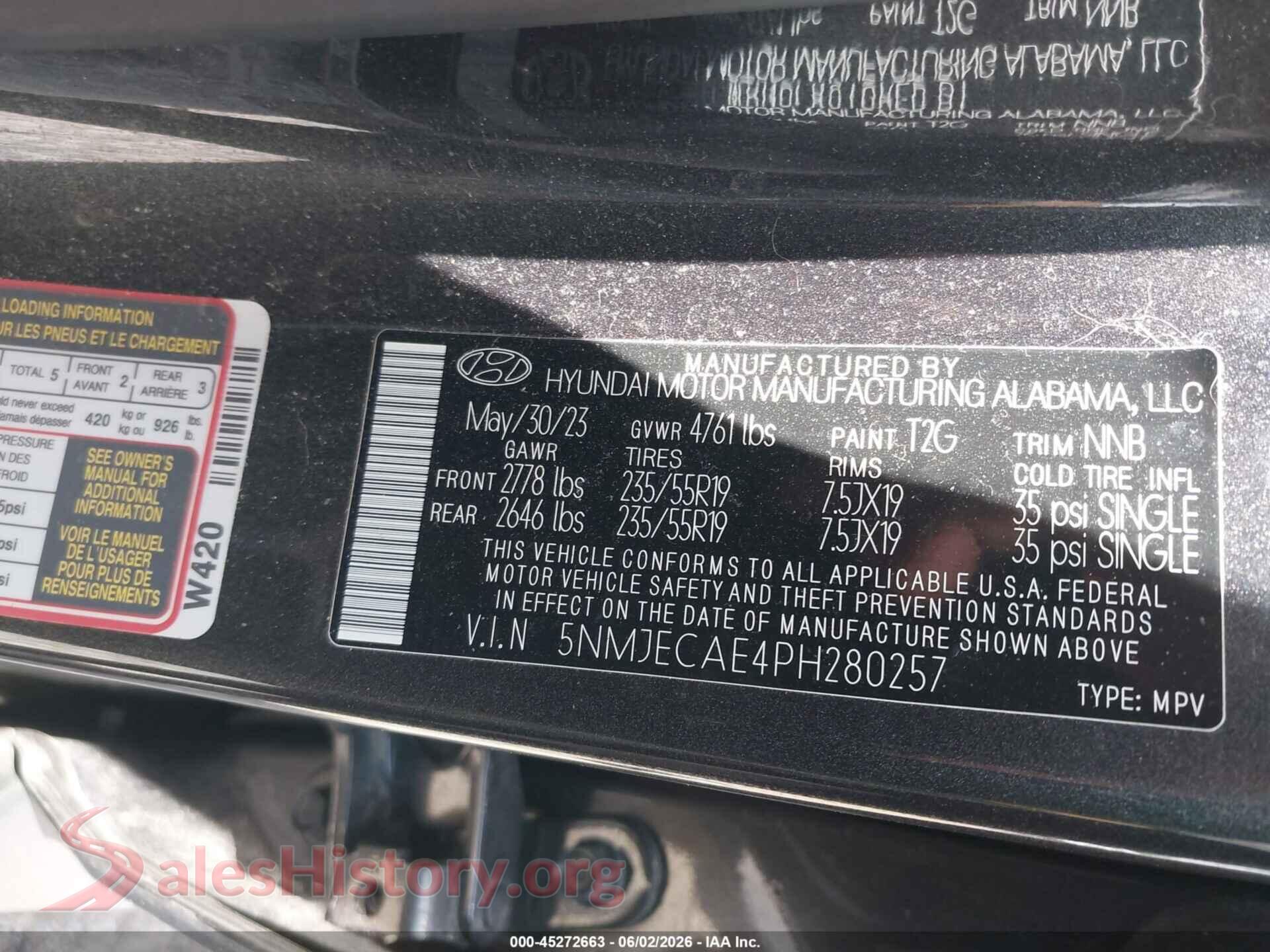 2023 HYUNDAI TUCSON VIN 5NMJECAE4PH280257, engine bay