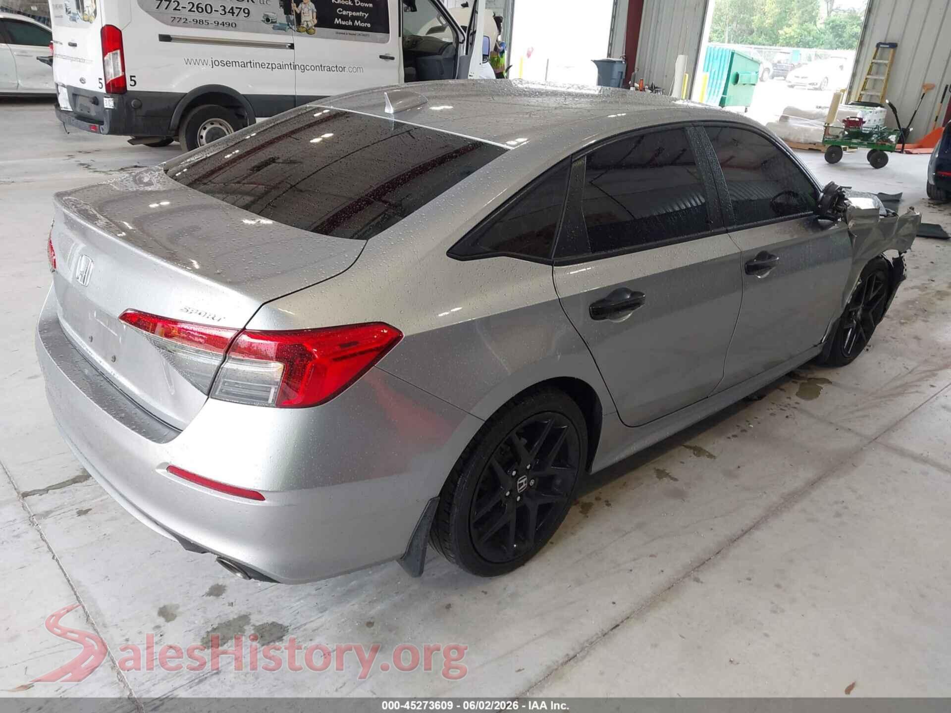 2022 HONDA CIVIC VIN 2HGFE2F58NH594402, rear driver side