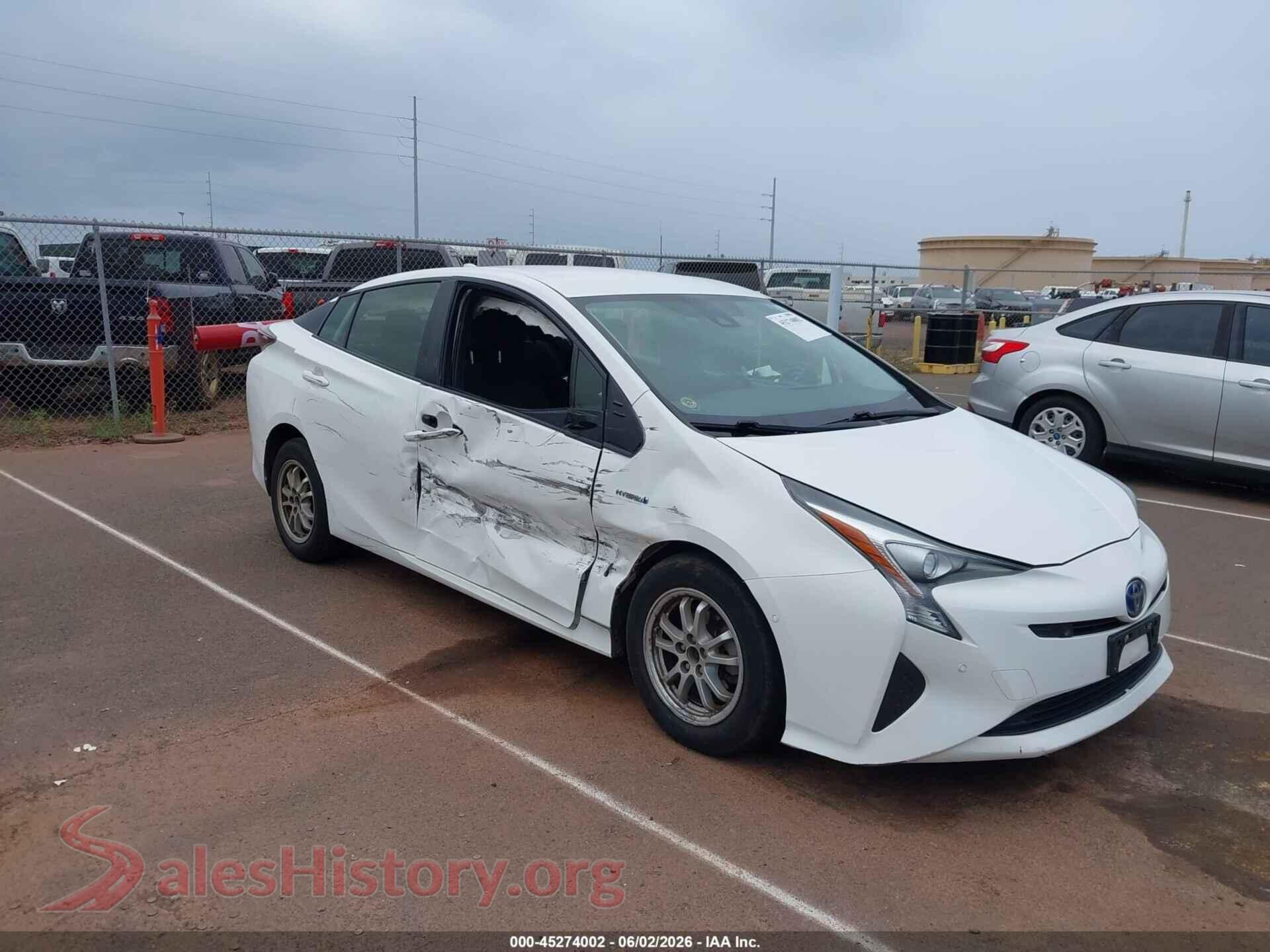 2018 TOYOTA PRIUS VIN JTDKBRFU6J3081376, rear passenger side