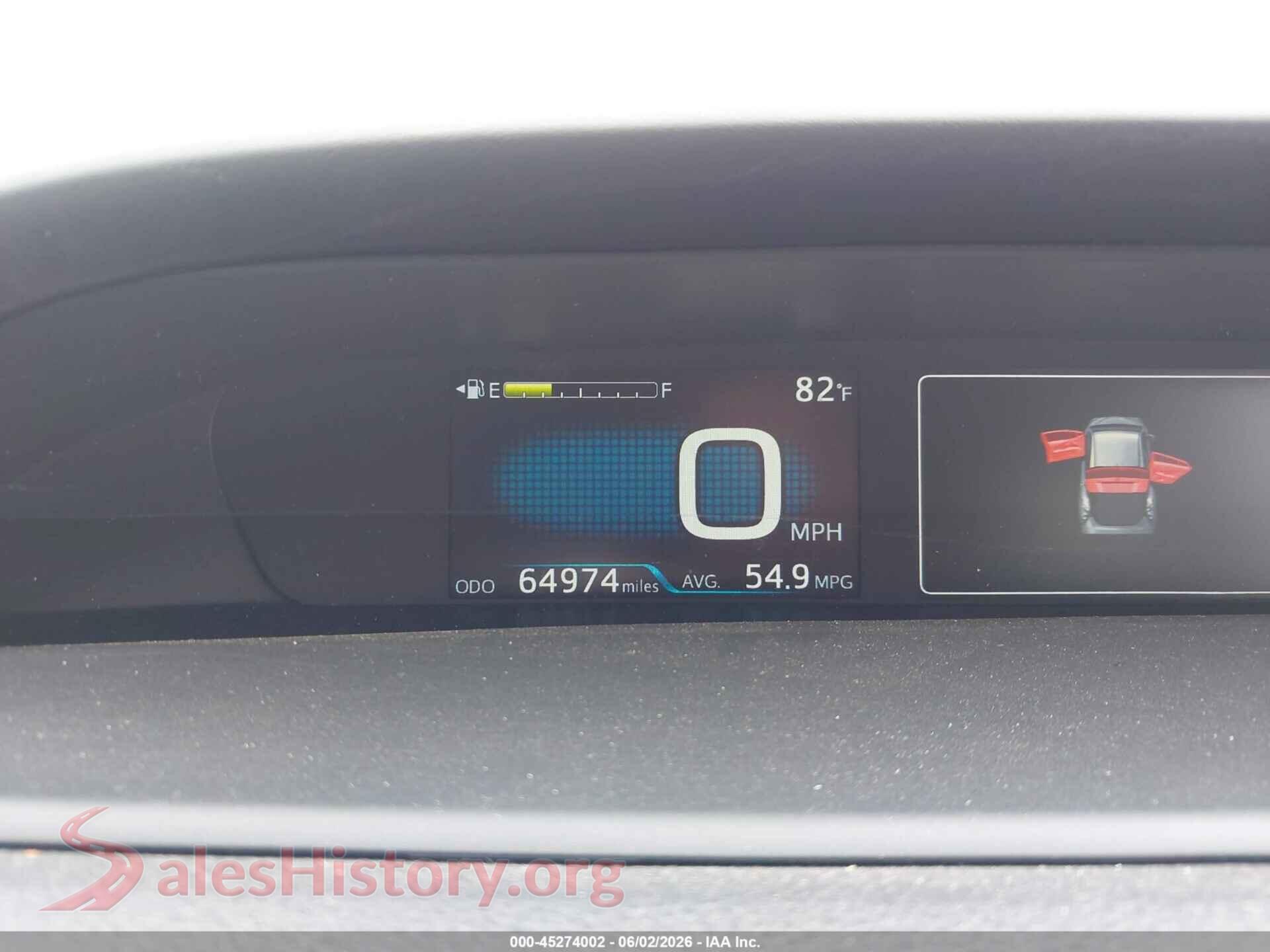 2018 TOYOTA PRIUS VIN JTDKBRFU6J3081376, passenger side view