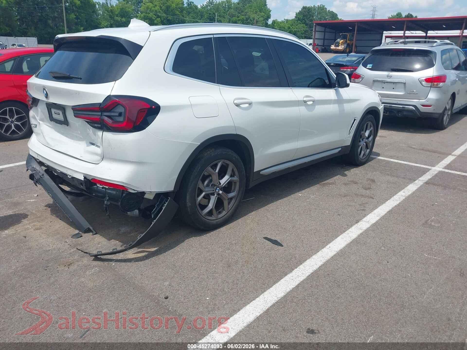 2023 BMW X3 VIN 5UX43DP06P9R87942, rear driver side