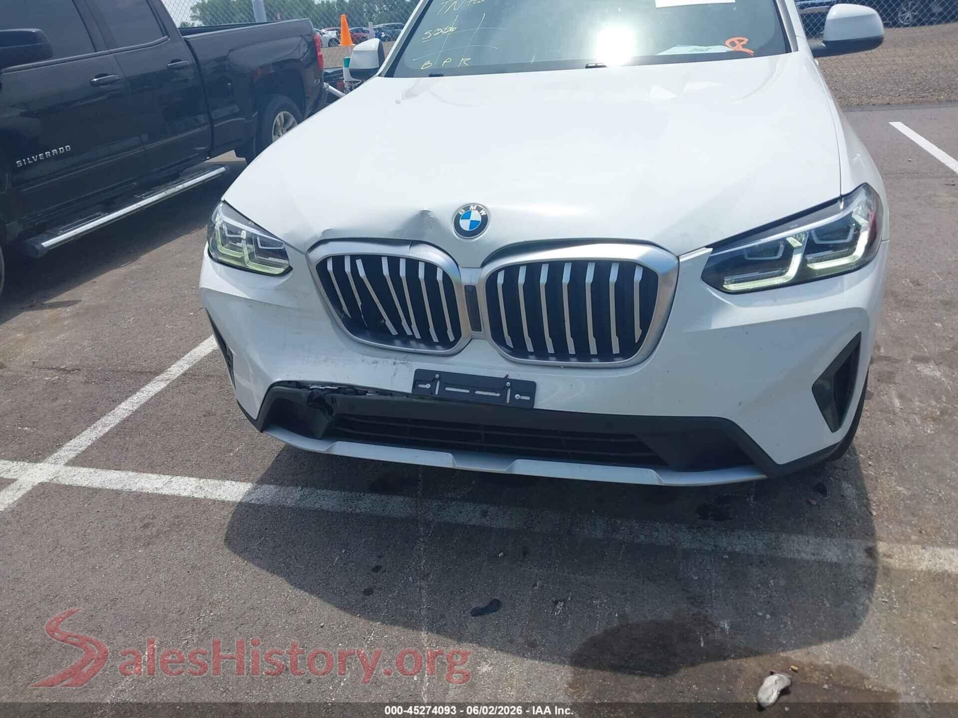 2023 BMW X3 VIN 5UX43DP06P9R87942, damage close-up