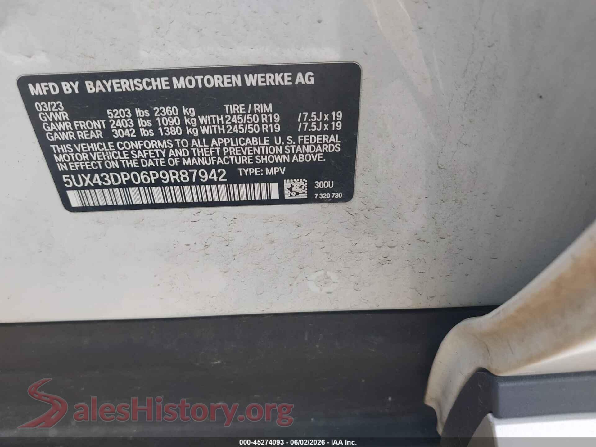 2023 BMW X3 VIN 5UX43DP06P9R87942, engine bay