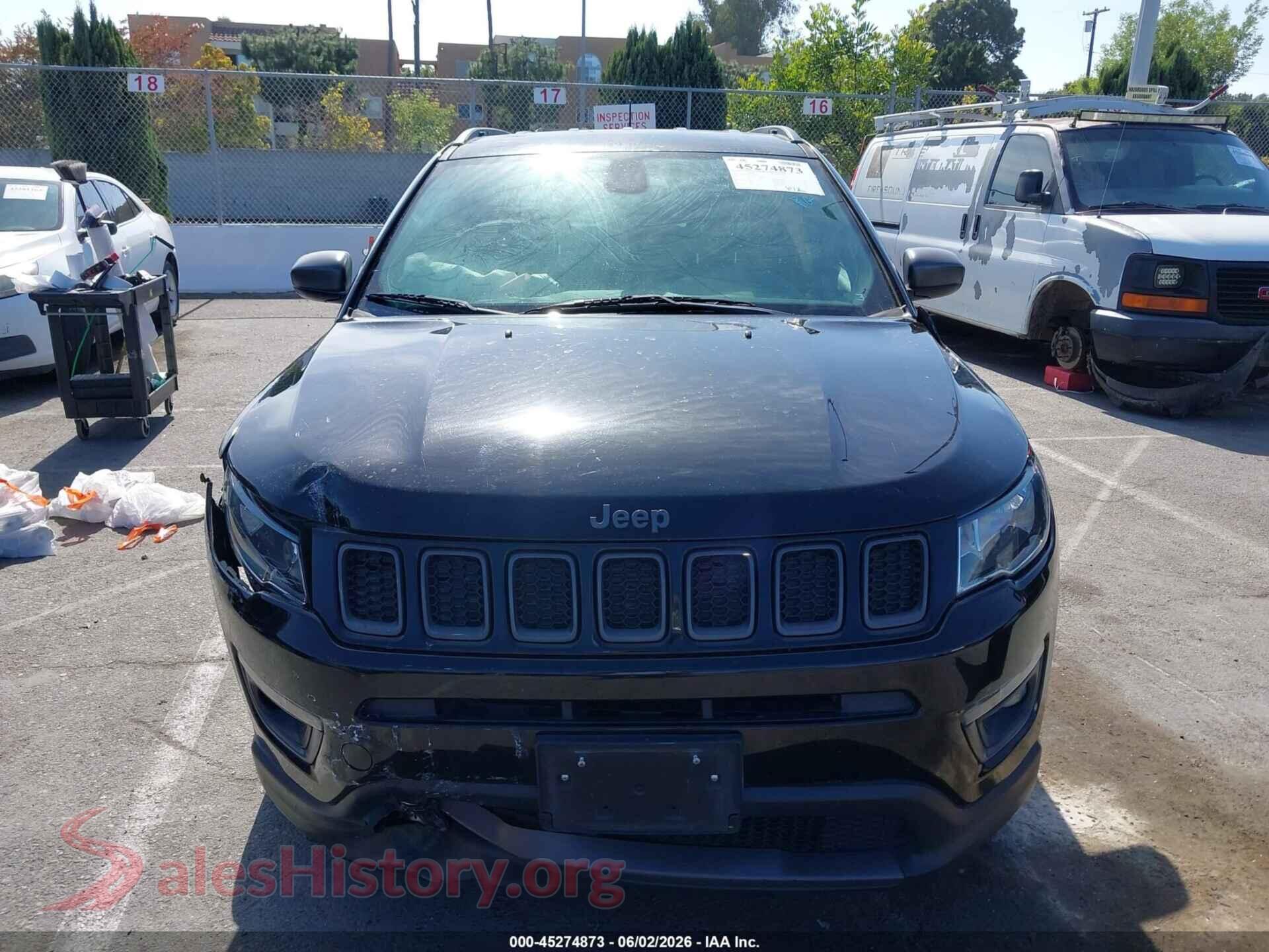 2021 JEEP COMPASS VIN 3C4NJDEB6MT592954, odometer mileage