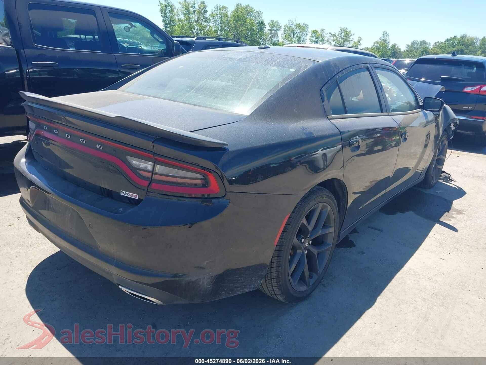 2019 DODGE CHARGER VIN 2C3CDXBG9KH500617, rear driver side