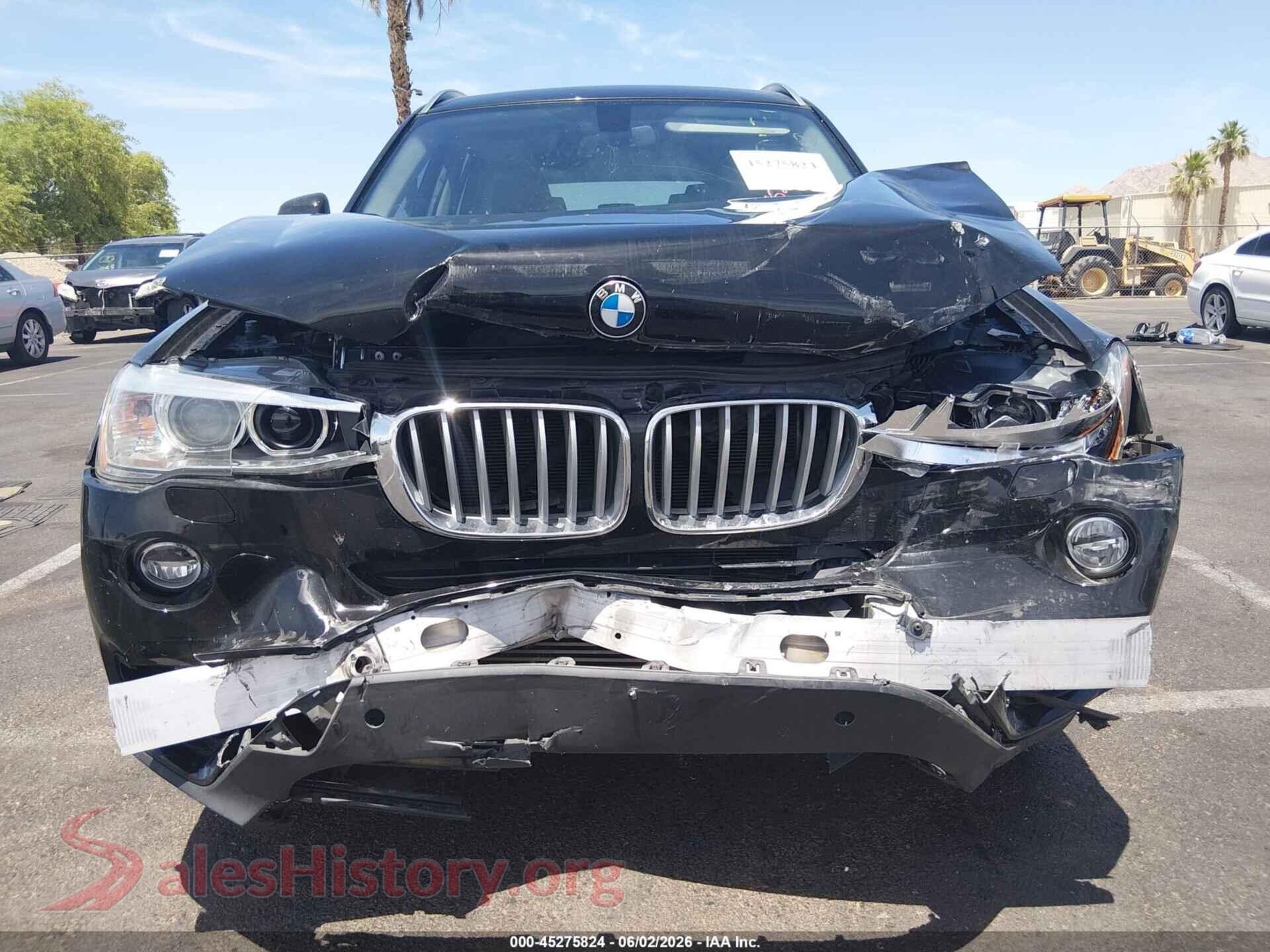 2017 BMW X3 VIN 5UXWZ7C52H0V85609, odometer mileage