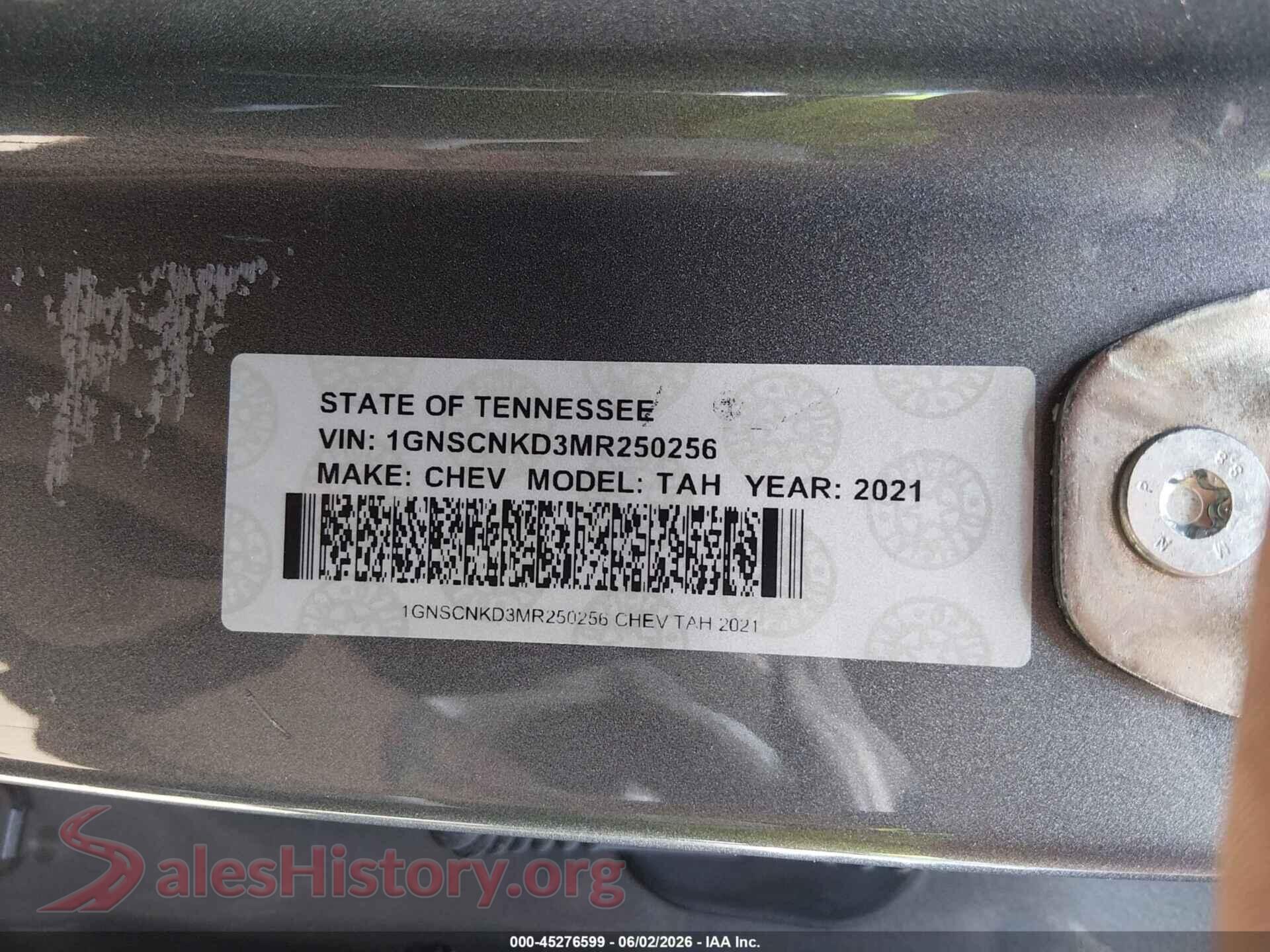 2021 CHEVROLET TAHOE VIN 1GNSCNKD3MR250256, engine bay