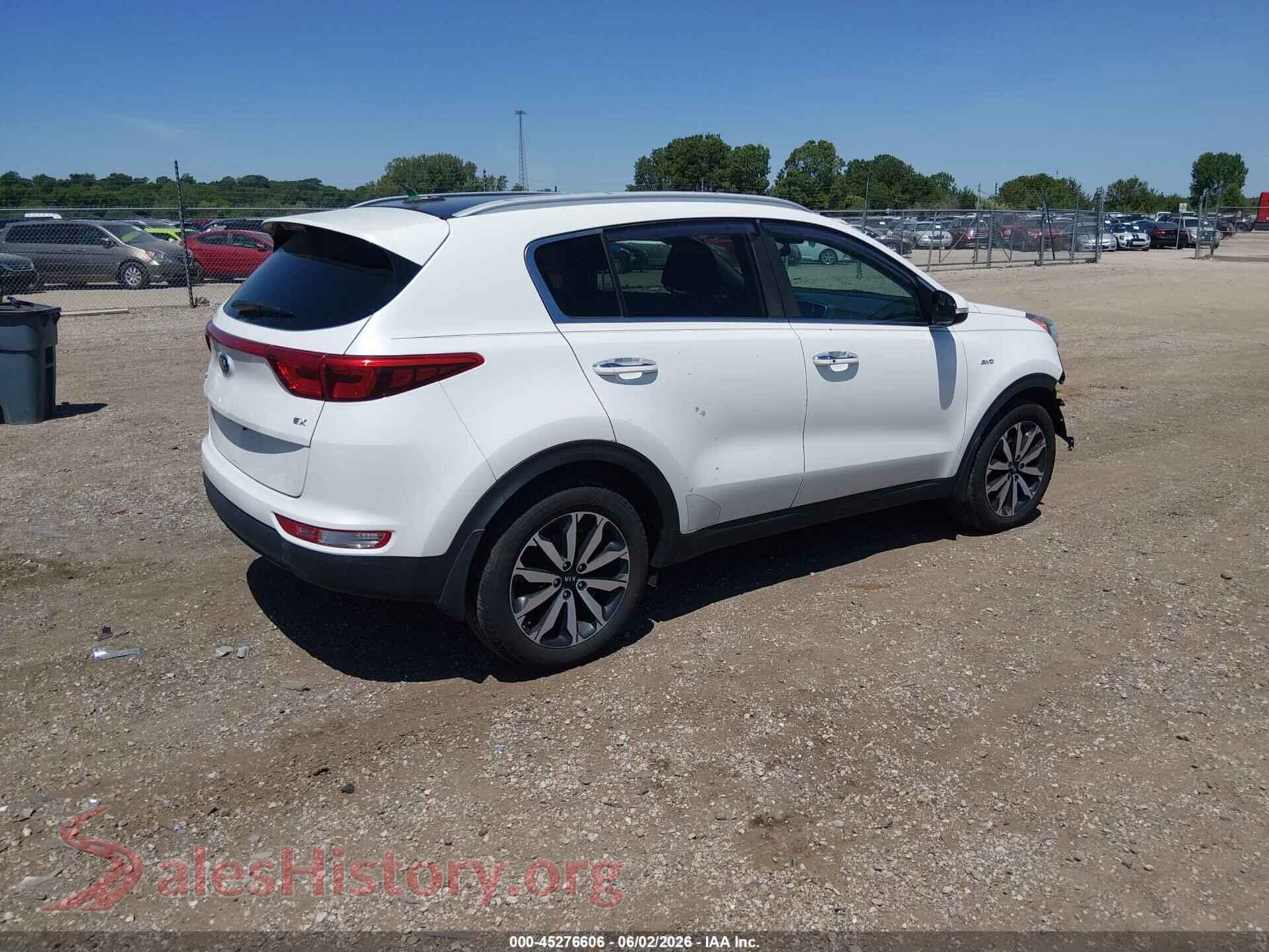 2017 KIA SPORTAGE VIN KNDPNCAC2H7078678, rear driver side