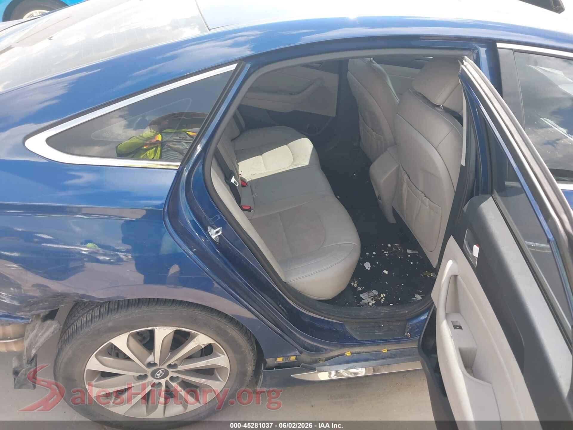 2017 HYUNDAI SONATA VIN 5NPE34AF6HH566122, front passenger side