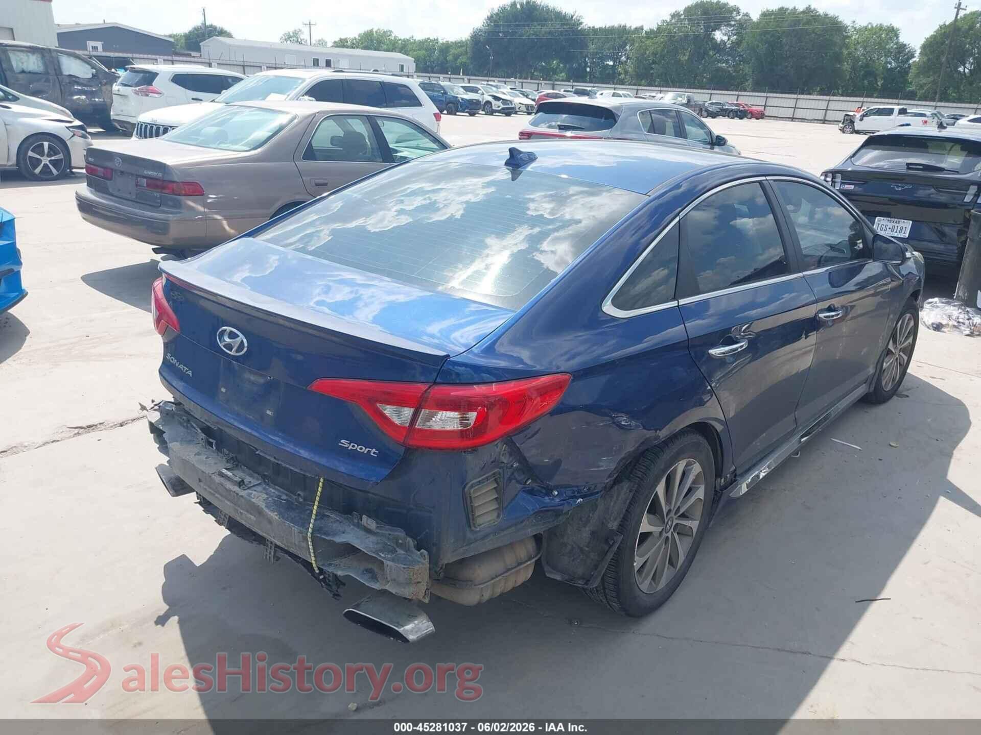 2017 HYUNDAI SONATA VIN 5NPE34AF6HH566122, rear driver side
